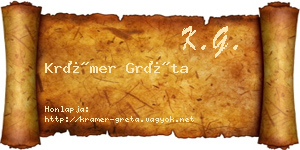 Krámer Gréta névjegykártya